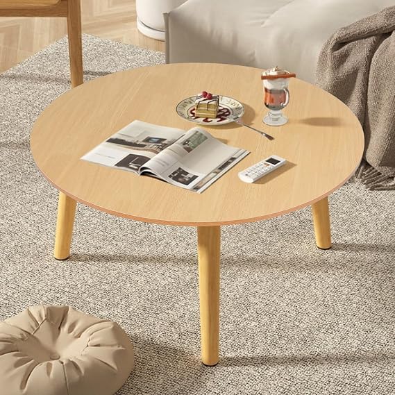 Coffee Table Small Round Dining Table Round Side Table End Table for Living Room, Bedroom, Small Space, Wooden Bedside Table Nordic Style Food Table with Smooth Surface Wooden Color