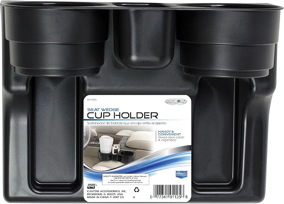 Custom Accessories Seat Wedge Cup Holder, Center Storage for Smartphones
