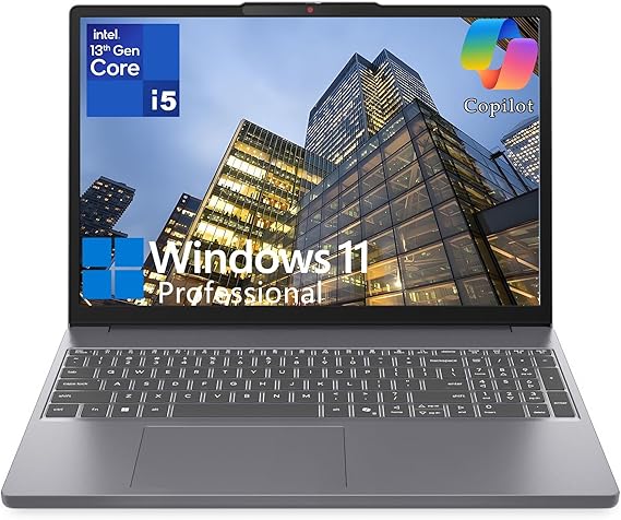 Lenovo Laptop Computer for Home Business, 15 FHD+ IdeaPad Slim 3, Intel 8-Core i5-13420H (Beat i7-1355U), 16GB DDR5 RAM, 512GB PCIe SSD, WiFi 6, Bluetooth 5.2, Copilot AI PC, Luna Grey, Windows 11 Pro