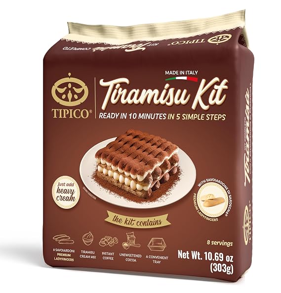 Tipico Tiramisu Kit (Pack of 1) - Authentic Italian Dessert, Easy to Make, Creamy and Decadent, Instant Recipe - Perfect for Gifting and Parties, Ready in 10 Minutes