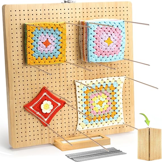 Aulin 15.5"" Foldable Crochet Blocking Board,35 Pegs,Crochet Projects