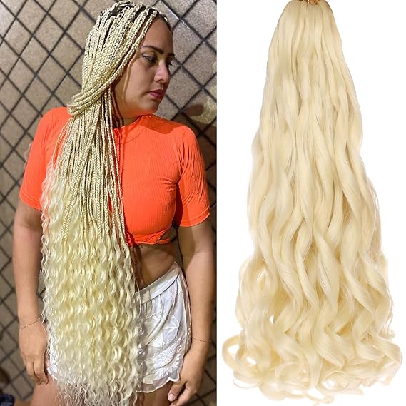 COOKOO Pre Stretched French Curl Braiding Hair 22 Inch,2 Packs,613#