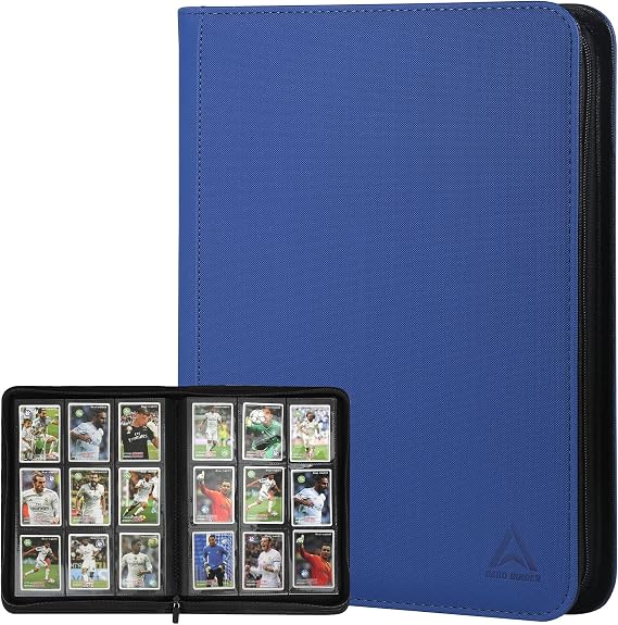 9 Pocket Card Binder - 540 Capacity with Zip Closure Premium, Double-Sided,Sturdy & Sleek PU Leather Protector for MTG, TCG, Sport & Collectible Cards (Dark blue)