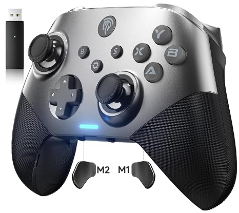 EasySMX X10 Wireless PC Controller with Dual Hall Effect, Bluetooth Controller for PC/Switch/Steam/Android TV, Mobile - Include a White Swappable Faceplate
