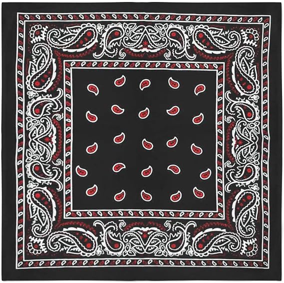 Jordefano 12-Pack Paisley 100% Cotton Double Sided Bandanas