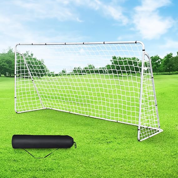 F2C Soccer Net 12 x 6 Soccer Goal for Backyard, Steel Frame for Kids, Adult Portable Shooting Training Aid with Carry Bag,Ground Stakes Waterproof (12x6 FT)