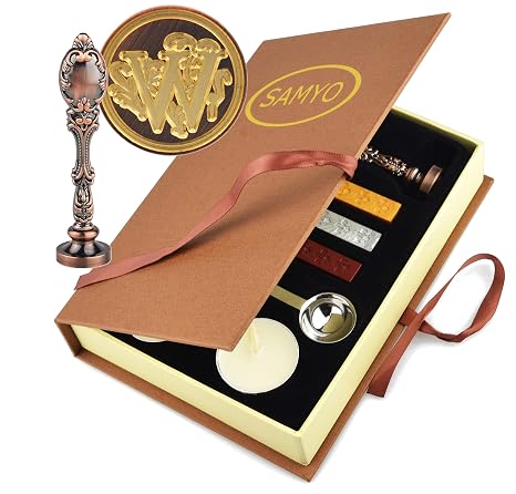 Samyo Wax Sealing Stamp Classic Old-Fashioned Antique Alphabet Initial Letter Creative Romantic Seal Stamp Maker Copper (W)