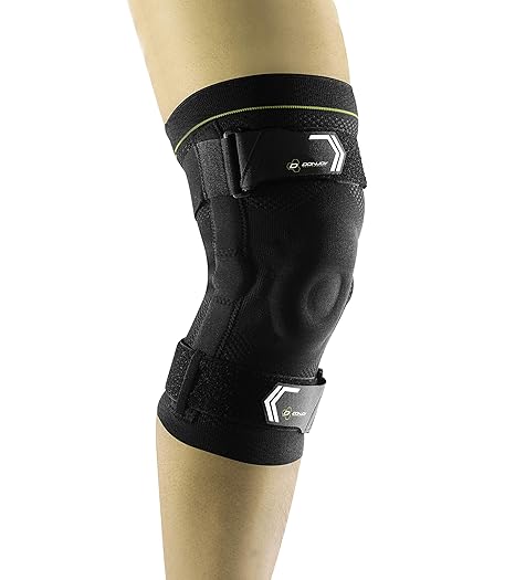 DonJoy Performance Hinged Knit Knee for Overuse Injuries & Mild Sprains - Adjustable Knee Sleeve for Athletes and Active Users, Small