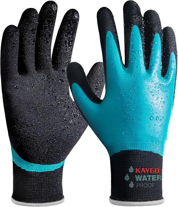 KAYGO Waterproof Work Gloves, Non-Slip Double Latex Coated, KG150