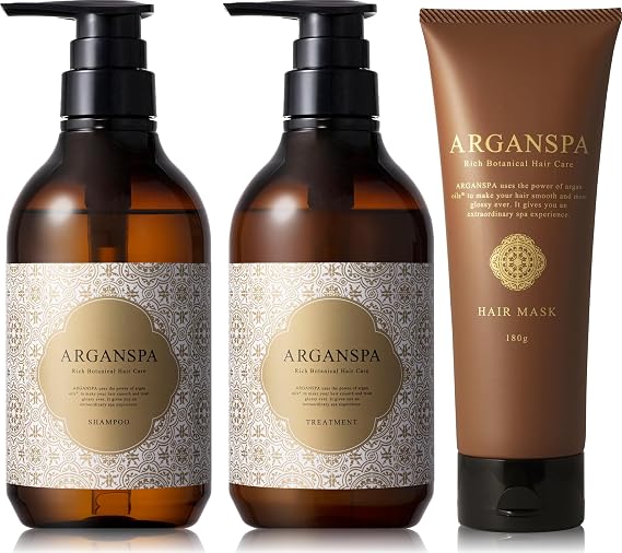 ARGANSPA Argan Spa Salon Shampoo & Treatment & Hair Mask 3-Piece Set Exclusive Salon Product, Head Spa, Concentrated Damage Repair, Dense Foam, Oriental Herb Fragrance