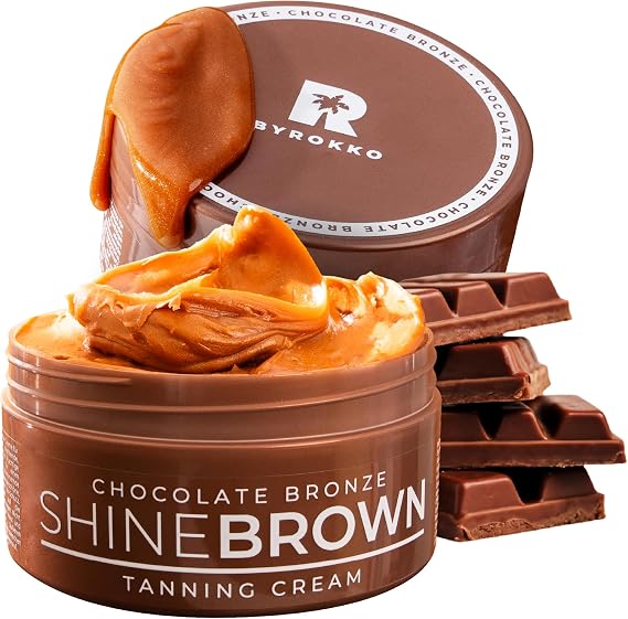 BYROKKO Shine Brown Chocolate Bronze Sunbed Tanning Accelerator (200 ml), Bronze Cream Effective in Sunbeds & Outdoor Sun, Super XXL Fast Bronzing Cream for Intense Chocolate Tan
