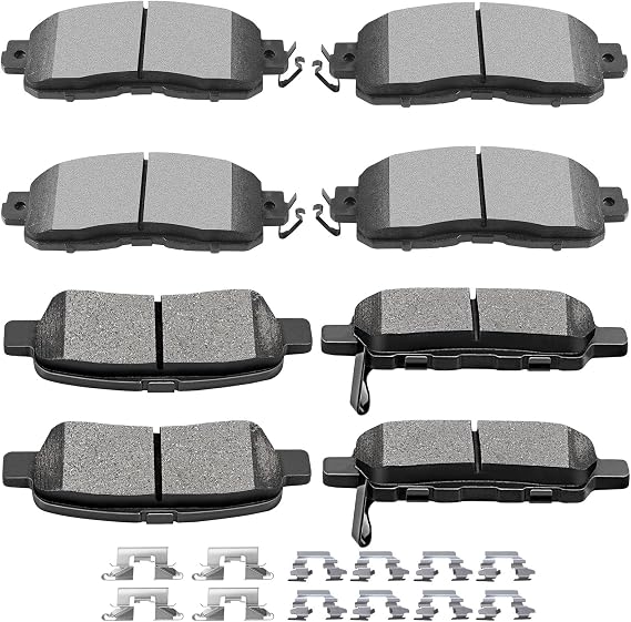 SCITOO Brake Pads Kits Front Semi-Metal Rear Ceramic 8pcs