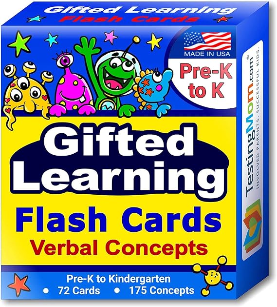 Gifted Learning Flash Cards Verbal Concepts for Pre-K Kindergarten Educational Toy for CogAT Test, Iowa Test, OLSAT, NYC Gifted and Talented, WPPSI