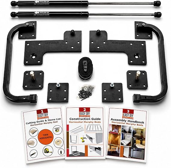 Twin Size Horizontal Murphy Bed Hardware Kit Side-Fold Wall Bed Frame DIY Twin Murphy Bed Kit with Gas Pistons +3 Step-by-Step Guides Made in North America Space-Saving Hideaway Bed
