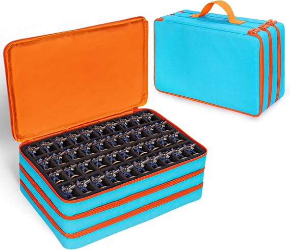 Miniatures Storage Case Compatible with 40k and DND Miniature, 120 Slot Miniatures Transport Case with 3 Foam Inserts Suitable for 20 mm to 32 mm Miniature, blue, 39 x 29 x 14 cm, 120 slot