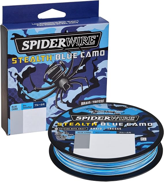 SpiderWire Stealth® Superline, Blue Camo, 30lb | 13.6kg, 125yd | 114m Braided Fishing Line, Suitable for Saltwater and Freshwater Environments