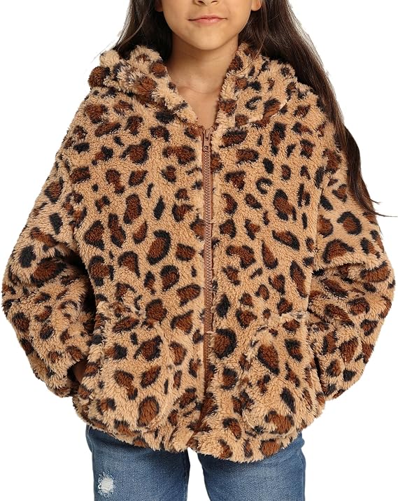 GRACE KARIN Girls Fleece Jacket Zip Up Sherpa Coat Kids Fall Hoodie Fuzzy Sweatshirt Size 5-14
