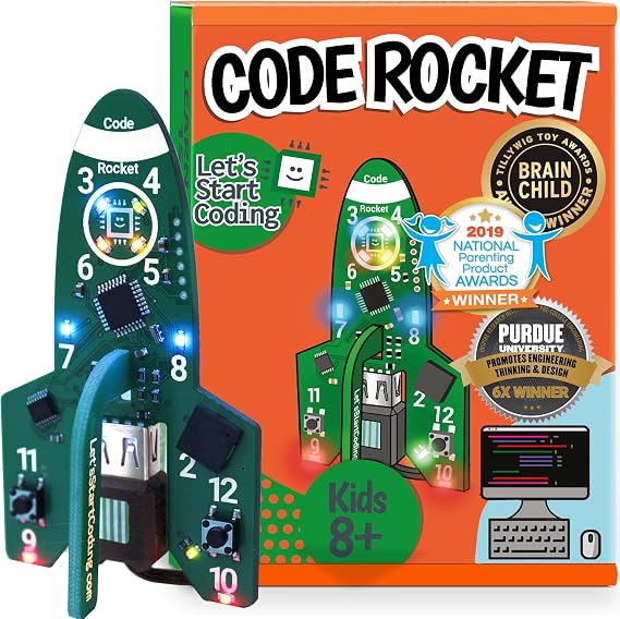 Code Rocket Coding Toy for Kids 8+. Girls & Boys Learn Typed C++ Programming with Circuits. 20+ Space-Themed Projects Teach Code Hands-On. All-Inclusive Coding Game for Kids Ages 8-12& Teens