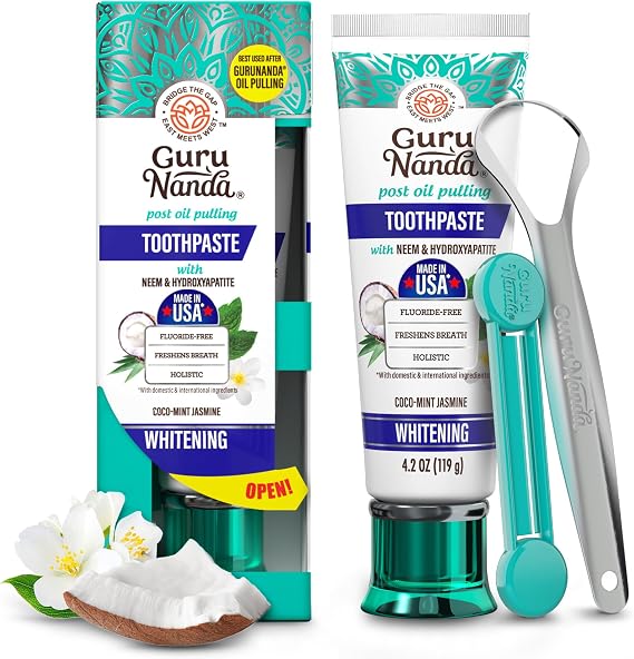 GuruNanda Hydroxyapatite Toothpaste with Neem, SLS & Fluoride Free, 4.2oz