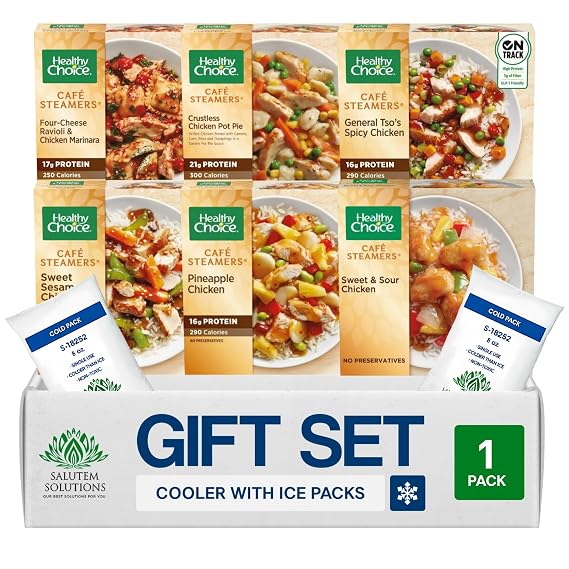 Salutem Vita Chicken Alfredo, Grilled Marinara, Fettuccini Alfredo with Broccoli, Sweet and Sour, Four Cheese Ravioli Marinara, Grilled Pesto with Vegetables, Gift Set Pack of 6