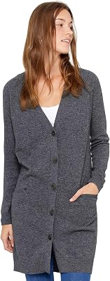 State Cashmere Womens Button Front Cardigan 100% Pure Cashmere V Neck Fashion Sweater Dress with Pockets