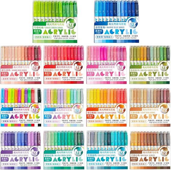 168 Colors Acrylic Gel Pens, 1.0mm Bullet Tip Acrylic Paint Pen