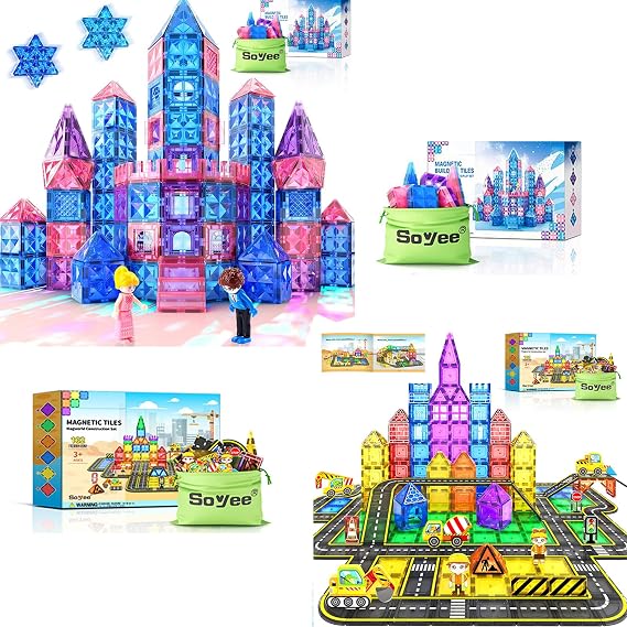 160pcs Diamond Magnetic Building Blocks Construction Toys Magnet Building Toys for Boys and Girls Ages 3-5 5-7 8-10 Birthday Xmas Present