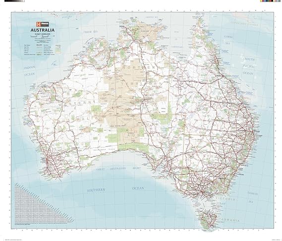 Australia Handy Map - 30.75" x 25.75" Laminated
