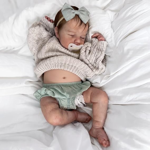 Zero Pam Realistic Reborn Baby Dolls Vinyl Full Body Girl, 20 Inch Full Vinyl Baby Doll Real Life Babys Doll with Hair Lifelike Newborn Sleeping Toddler Dolls Gift for Kids 3+ Pretend Play
