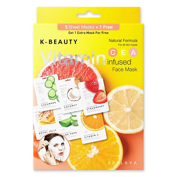 Saplaya K-Beauty Facial Skincare Natural Beauty Multi-Pack Face Sheet Masks Balanced Skin Care Made In South Korea