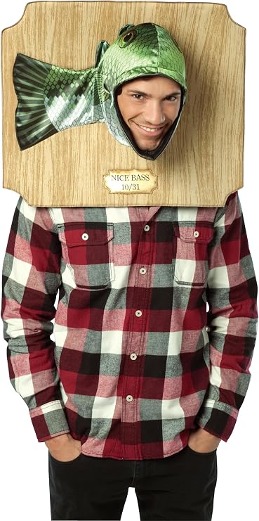 Rasta Imposta Nice Bass Fish Trophy Headpiece Costume, OS Fits Most Adults