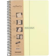 Meteksan Infinity Pastel Series, A4, 6-Theme (3 Squared, 3 Striped) 180 Leaf PP Spiral Notebook with Cover, Yellow