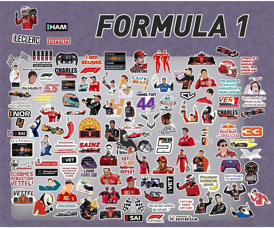 Formula 1 Ralli Pilotları Laptop Notebook Telefon Kılıfı Sticker Paketi