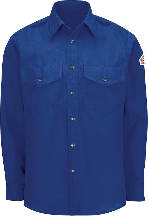Bulwark Flame Resistant 4.5 oz Nomex IIIA Snap-Front Uniform Shirt with Tailored Sleeve Placket, Topstitched Cuff