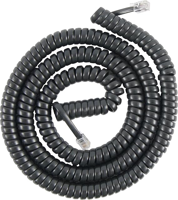 Power Gear Coiled Telephone Cord, 2 Feet Coiled, 12 Feet Uncoiled, Phone Cord Works with All Corded Landline Phones, for Use in Home or Office, Black, 27639 | Cord works with All Corded Landline Phones, For Use in Home or Office, Black, 27639