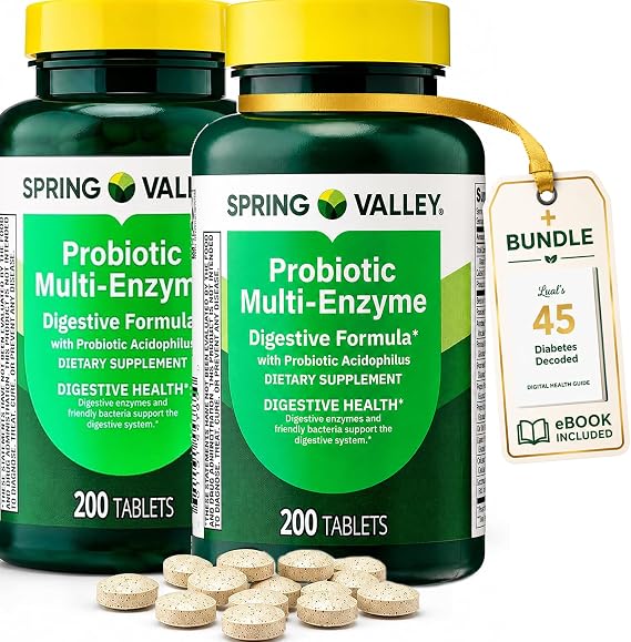 LUAL Probiotic Multi-Enzyme Digestive Formula Bundle, 2 Bottles, 200 Count