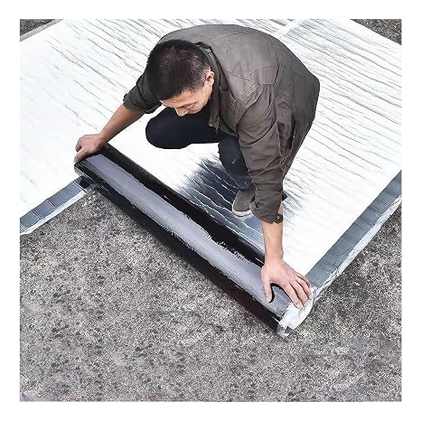 Asphalt Tape,Self-Adhesive SBS Modified Bitumen Flashing Sealant Patch,Waterproof Commercial Roofing Tape,1.2/1.5/2mm Thick,Excellent Elasticity and Deformation Resistance(THK1.5mm/W0.2*L5m)