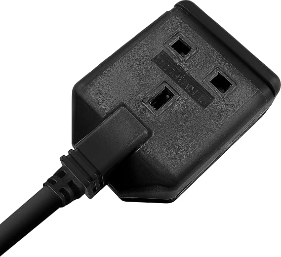 Masterplug One Socket Single Extension Lead, 5 Metre Cable, Unswitched, Heavy Duty, Rewireable, 1-Way Plug Extension Cable, Work Power, Permaplug, Black, 13A, 1G, 5m, EXS1315B