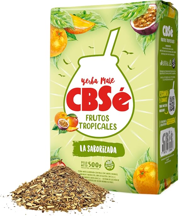 CBSe Yerba Mate Tropical Fruits 500g (1.1 lb) Loose Leaf Herbal Tea Argentine Yerba with Natural Fruit Flavor