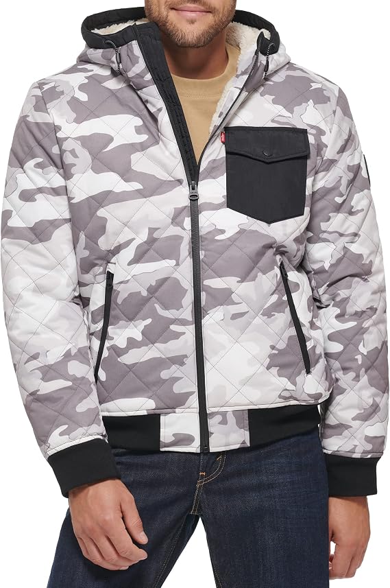LEVI'S Men's Levi's Men's Diamond Quilted Sherpa Lined Bomber Jacket