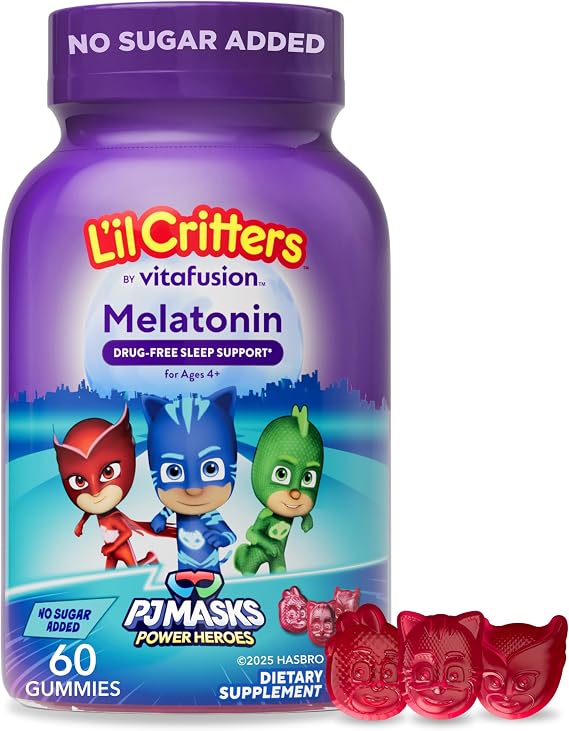 Lil Critters PJ Masks Kids Melatonin 1mg Gummy for Sleep Support