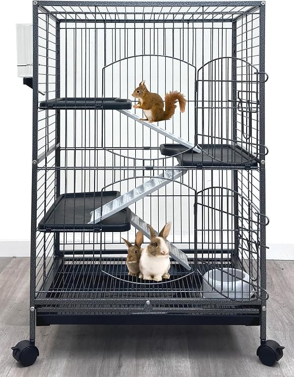 Large 37" 4 Tier Metal Ferret Guinea Pig Cage Large Front Door Small Animal House Squirrel Rabbit Chinchilla Large Mouse Hedgehog Cat Indoor Outdoor