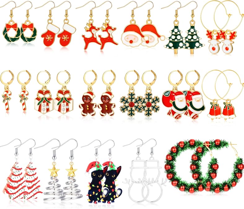 46 Pairs Gold Hoop Earrings Set for Women, Fashion Hypoallergenic Chunky Twisted Pearl Stud Earrings Multipack, Small Big Hoops Earring Packs Trendy for Christmas Birthday Party Jewelry Gift