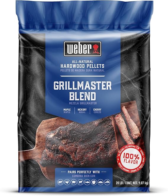 Weber Grillmaster Blend AllNatural Hardwood Pellets, 20 lb Bag