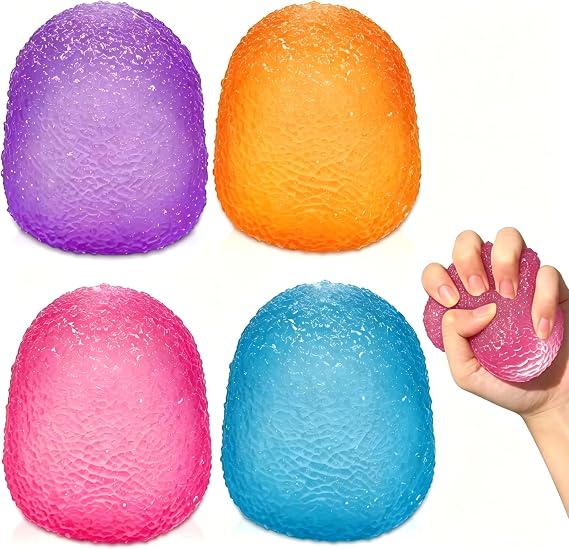 4 Pack Gumdrop Squishy Toys, Adult Anxiety Stress Relief Squeeze Balls