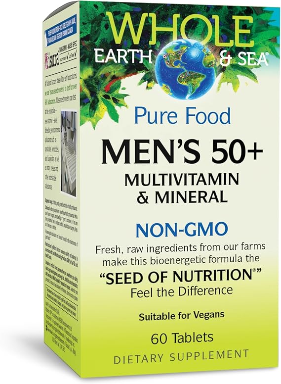 Whole Earth & Sea Men's 50+ Multivitamin & Mineral, 60 Vegan Tablets