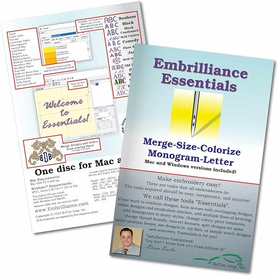 Embrilliance Essentials Embroidery Machine Software by Embrilliance Essentials Embroidery Software