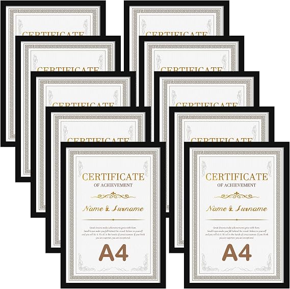 Giftgarden Pack of 10 Black Picture Frames A4 Suitable for DIN A4