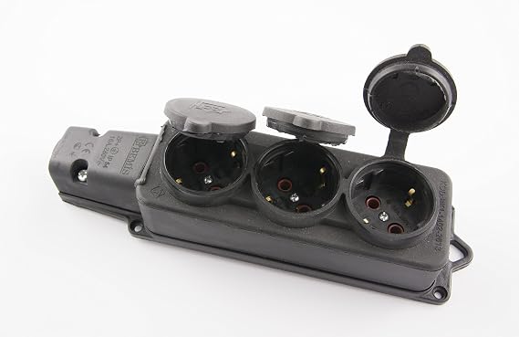Schuko Solid Rubber Plug Coupling or Schuko Socket Rubber Set 16A/250V (Triple Socket)