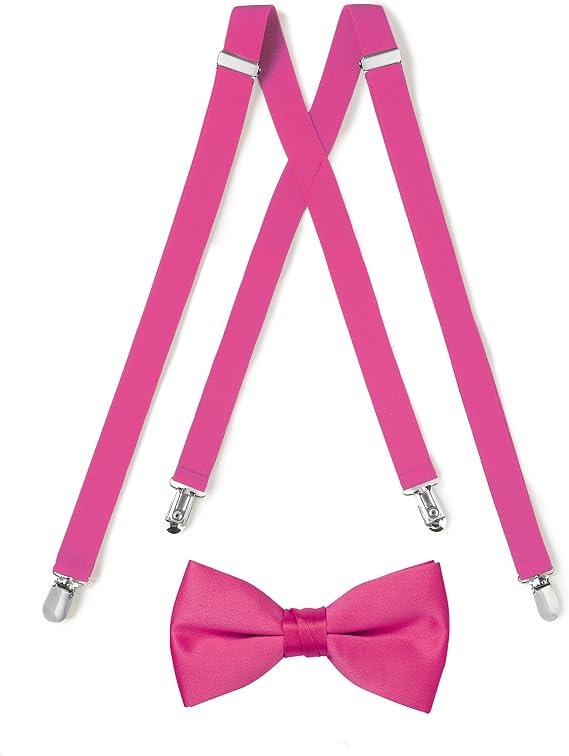 Suspender & Bow Tie Set (Adult, Fuchsia)